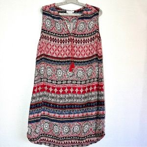 Beach Lunch Lounge Ruby Summer Shift Dress XL Sleeveless Boho Rayon